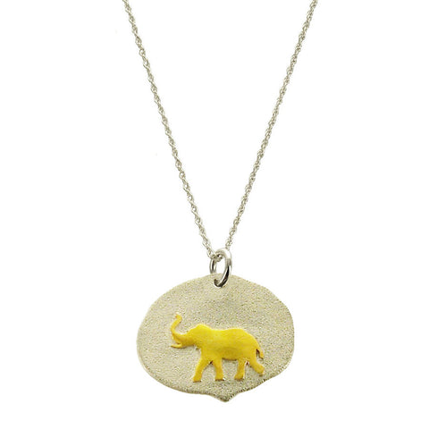 Elephant Gold On Sterling Necklace