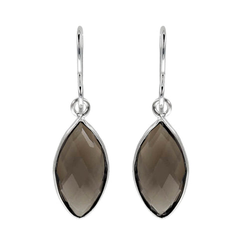 Faceted Smokey Quartz Marquise Earrings