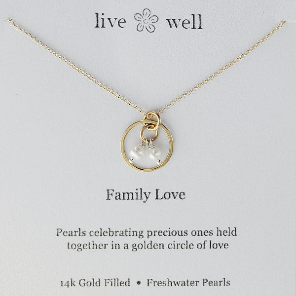 Family Love Two Pearls Necklace By Live Well on Gift Card