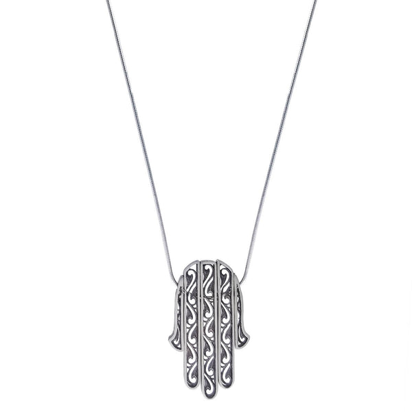 Filigree Kinetic Sterling Silver Hamsa Necklace