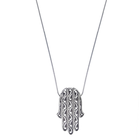 Filigree Kinetic Sterling Silver Hamsa Necklace