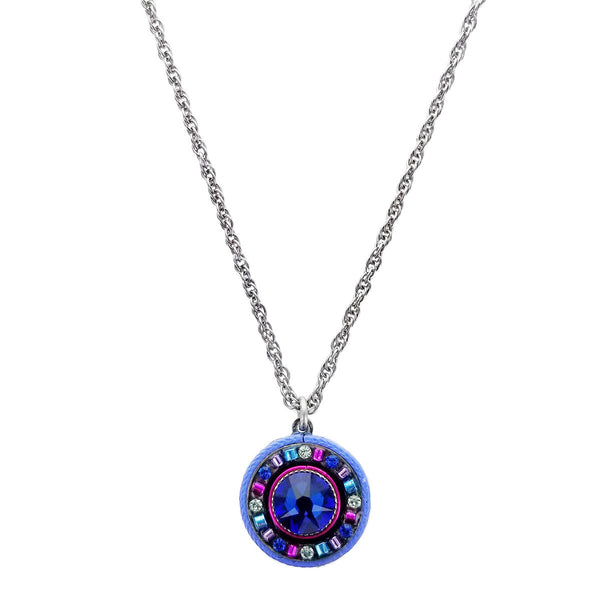 Firefly Designs Round Bermuda Blue Pendant Necklace