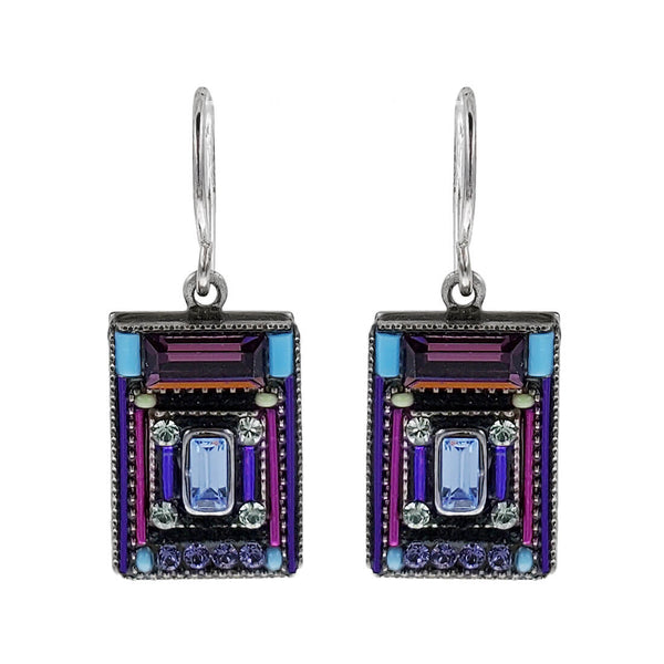 Firefly Designs Purple Architectual Square Crystal Earrings