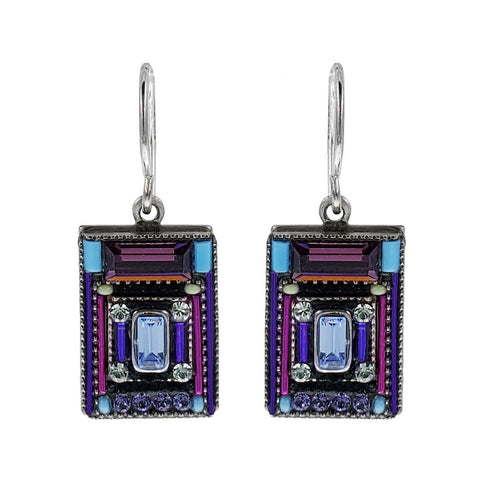 Firefly Designs Purple Architectual Square Crystal Earrings