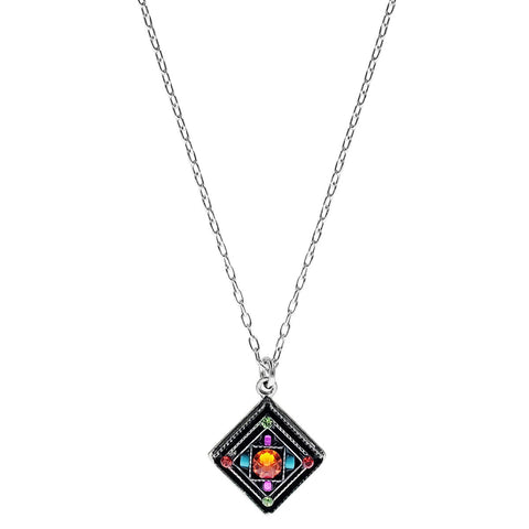 Firefly Designs Regal Mosaic Diamond Shape Drop Necklace