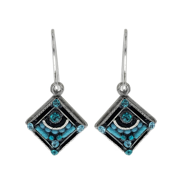 Firefly Mosaic Tiny Turquoise Diamond Shape Earrings