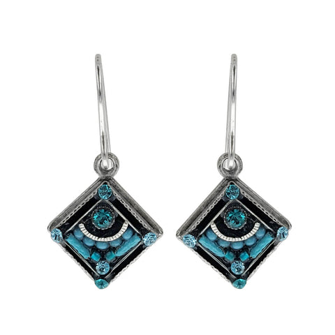 Firefly Mosaic Tiny Turquoise Diamond Shape Earrings