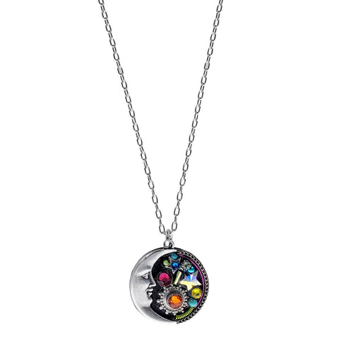 Firefly Mosaics Moon Star Pendant Necklace