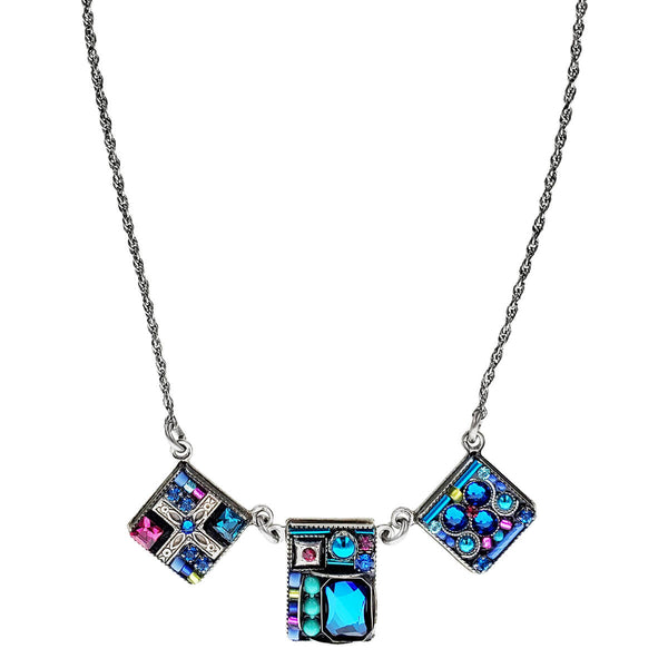 Firefly Mosaics Three Square Crystal Necklace