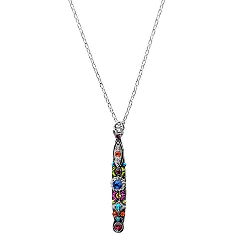  Firefly Petite Slender Multicolor Crystal Drop Necklace