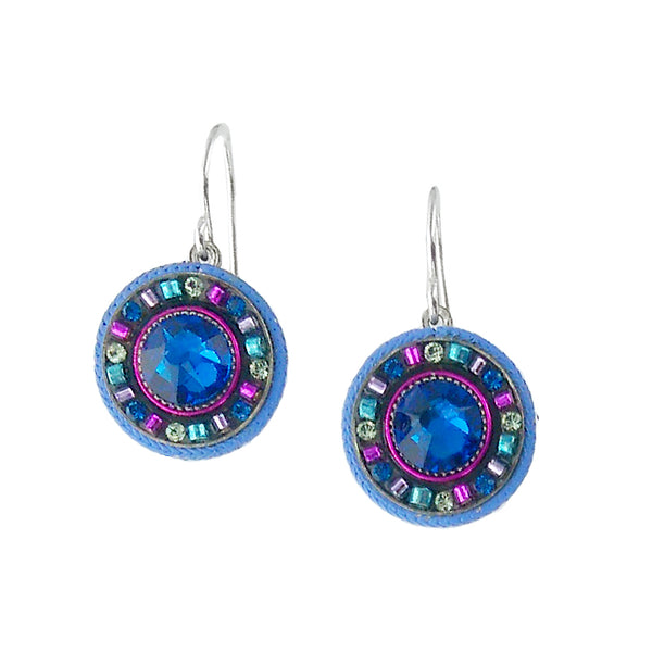 Firefly Round  Mosaic Bermuda Blue Earrings