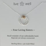 Four Loving Sisters Necklace By Live Well On Gift Card