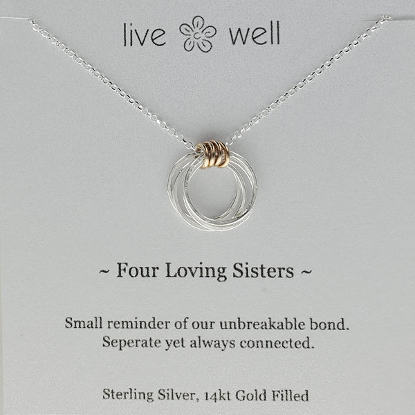 Four Loving Sisters Necklace By Live Well On Gift Card