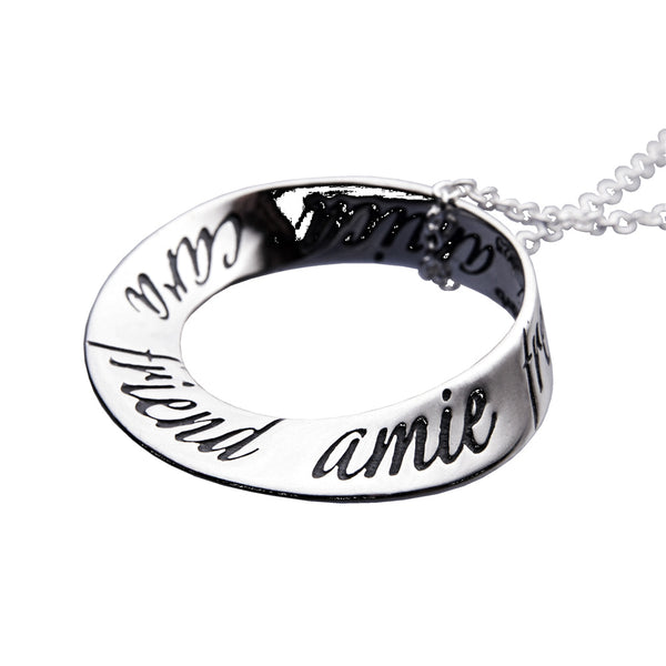 Friend In Ten Languages Mobius Necklace