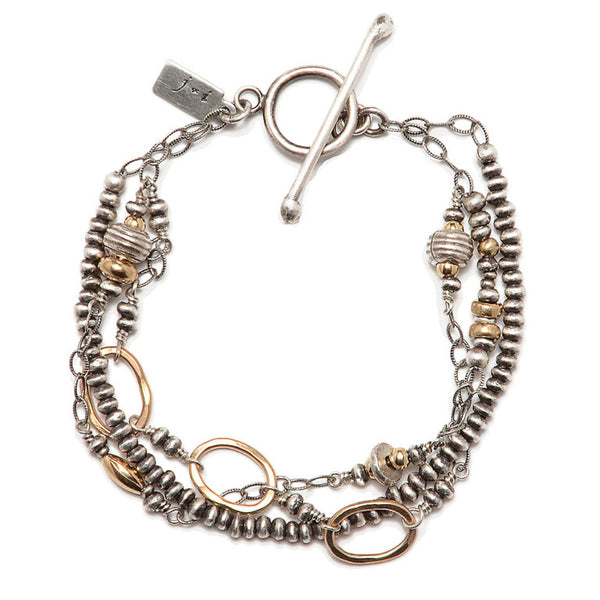 J & I Mixed Metal Multi Strand Bracelet Another View