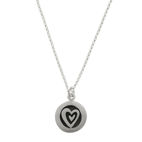 Double Heart Sterling Silver Round Pendant Necklace