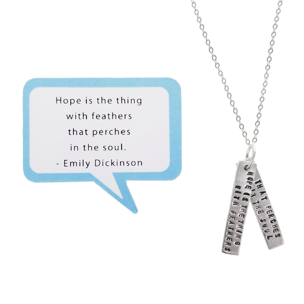 Hope Perches In The Soul Emily Dickinson Quote Necklace