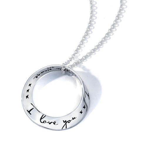I Love You More Sterling Silver Mobius Necklace