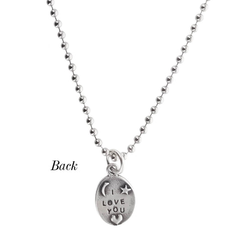 I Love You To The Moon And Back Necklace Sterling Silver Backside