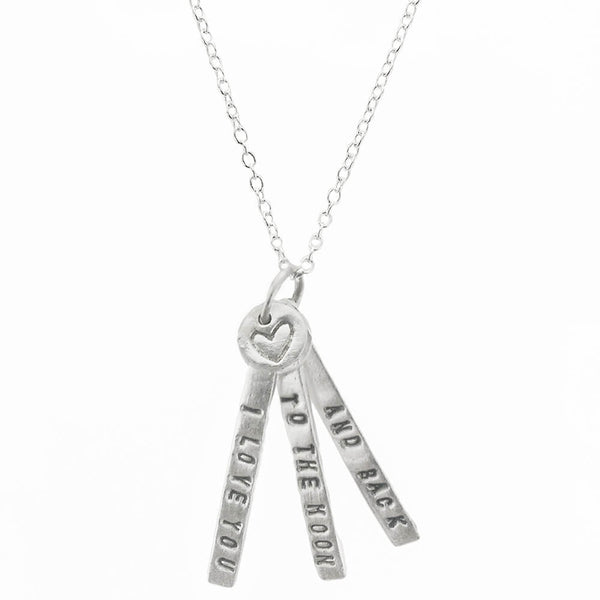 I Love You To The Moon And Back Sterling Tabs With Heart Necklace