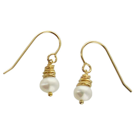 J & I Goldfilled Wrapped Pearl Earrings
