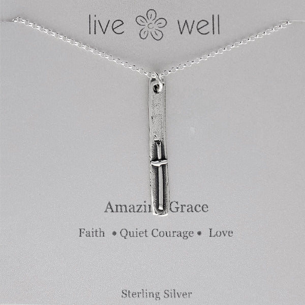Inspirational Amazing Grace Quiet Courage Quote Necklace