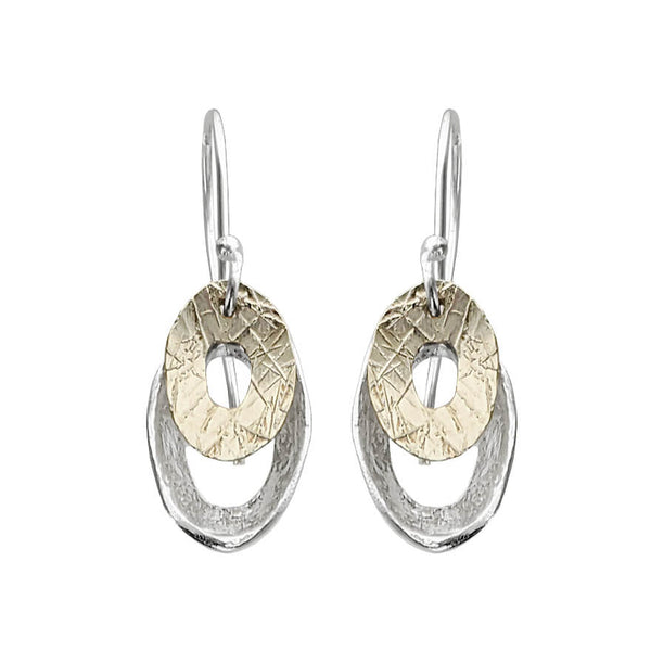  Israeli Dganit Hen Petite Silver Gold Reflection Earrings