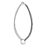 Israeli Dganit Hen Silver Gold Hoop Beaded Chain Necklace Full View