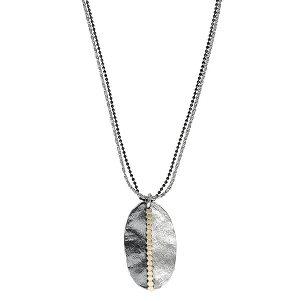  Israeli Dganit Hen Trail Of Gold Oval Pendant Necklace