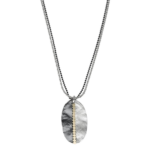  Israeli Dganit Hen Trail Of Gold Oval Pendant Necklace