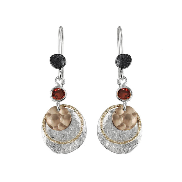 Israeli Eclectic Garnet Multi layers Earrings