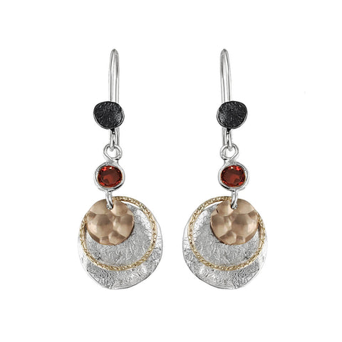 Israeli Eclectic Garnet Multi layers Earrings