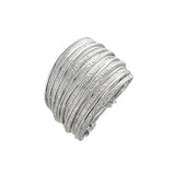 Israeli Etched And Bright Silver Strands Ring