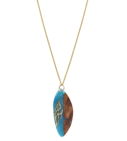 Israeli Ilana Hovev Drifting Olive Wood Cactus Wisp Necklace Large