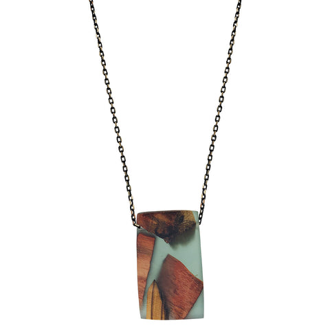 Israeli Ilana Hovev Floating Olive Wood Pendant Necklace