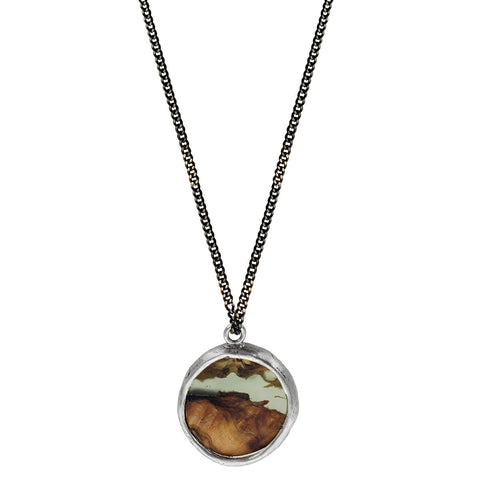 Israeli Ilana Hovev Framed Olive Wood Necklace
