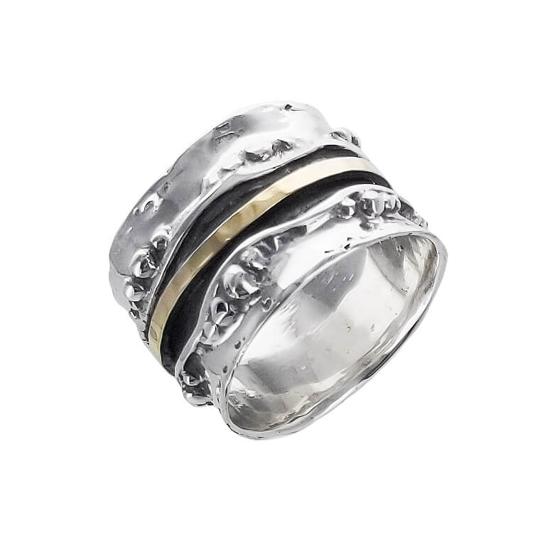 Israeli Made Rings Israeli Pebbles And Gold Spinner Band Ring – Sheva