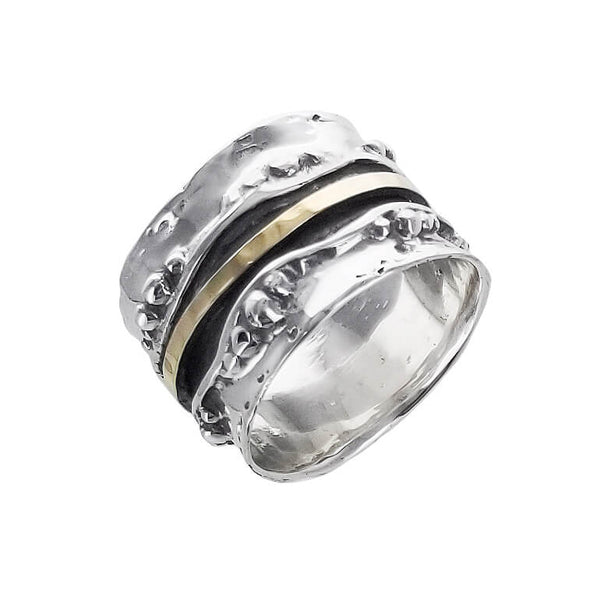  Israeli Ithil Pebbles And Gold Spinner Band Ring