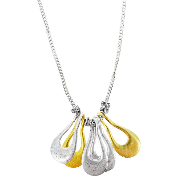 Israeli Mixed Metal Five Teardrop Anava Necklace
