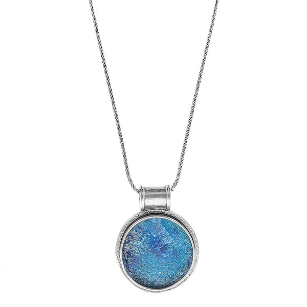 Israeli Roman Glass Mediterranean Sea Pendant Necklace