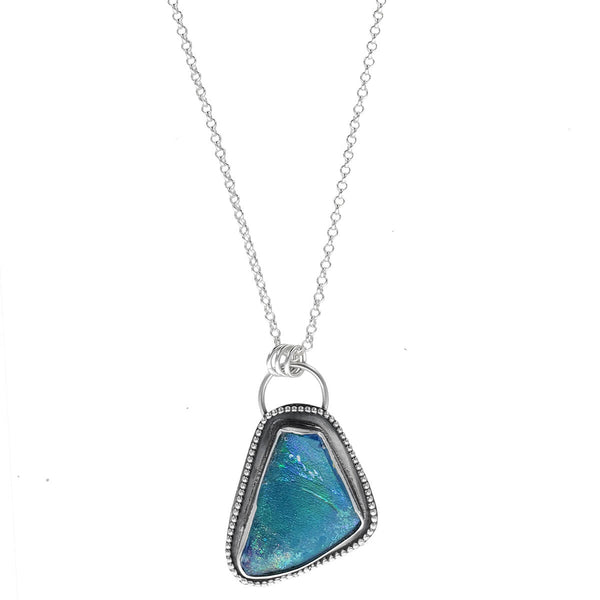 Israeli Roman Glass Rich And Flowing Pendant Necklace
