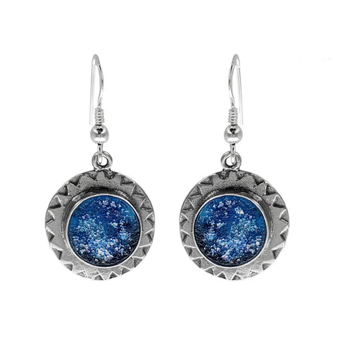 Israeli Roman Glass Sun Burst Earrings