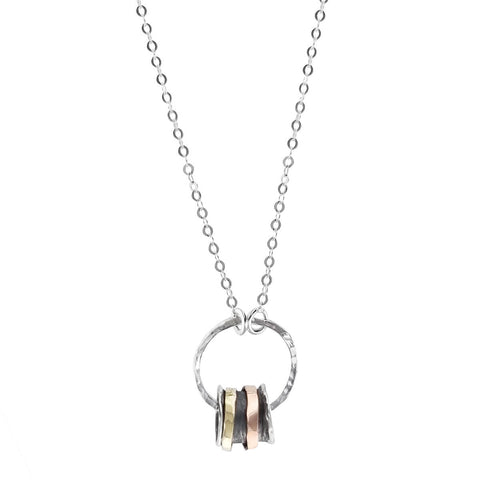  Israeli Rose Gold Silver Spinner Ring Hoop Necklace