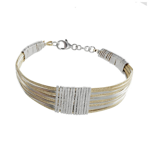 Israeli Shimmering Gold Silver Wrap Bracelet By Ithil Full View