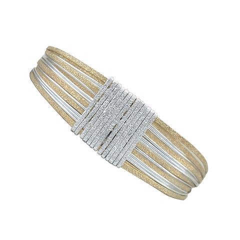 Israeli Shimmering Gold Silver Wrap Bracelet By Ithil