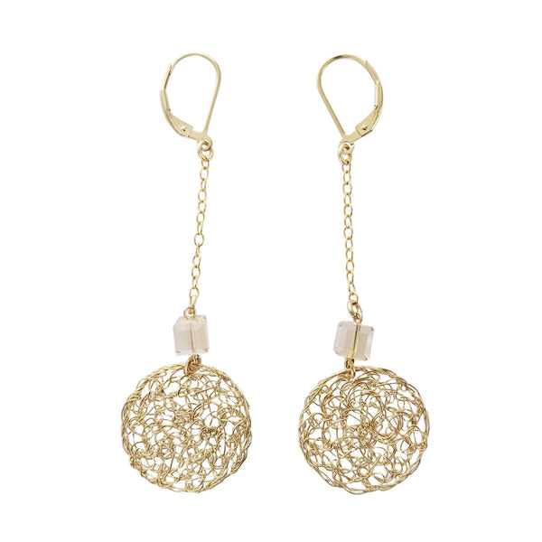 Israeli Smadar Sarid Swinging Golden Mesh Circle Earrings