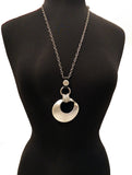 Smooth Round Silver Pendant Anava Necklace On Mannequin