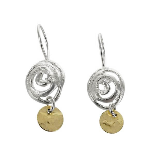 Israeli Organic Spiral Circle Drop Earrings