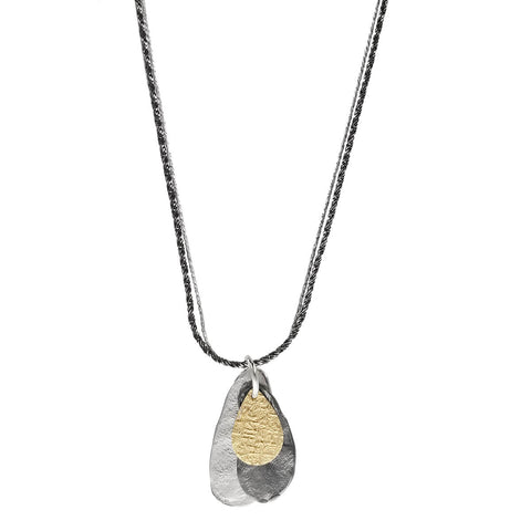 Israeli Dganit Hen Tri-Color Teardrops Necklace