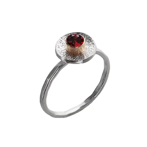 J & I Bezel Set Garnet Ring